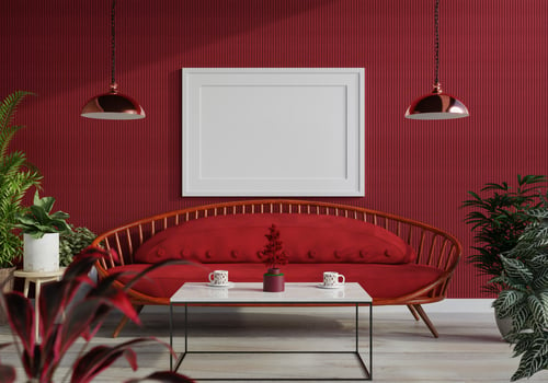 Deep red painted living room wall